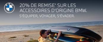 jusqu’au 31 août 2025, profitez de 20% de remise sur les Accessoires d’Origine BMW pour tout achat d’un montant minimum de 100€ TTC
