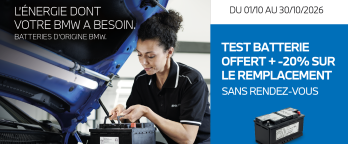Test batterie offert et sans rendez-vous + -20 % sur les Batteries d'Origine BMW à Chartres et Dreux