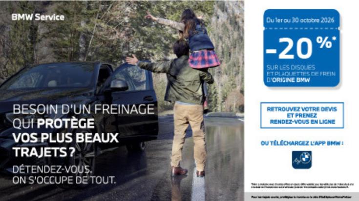 -20 % sur les disques et plaquettes d'Origine BMW à Chartres et Dreux