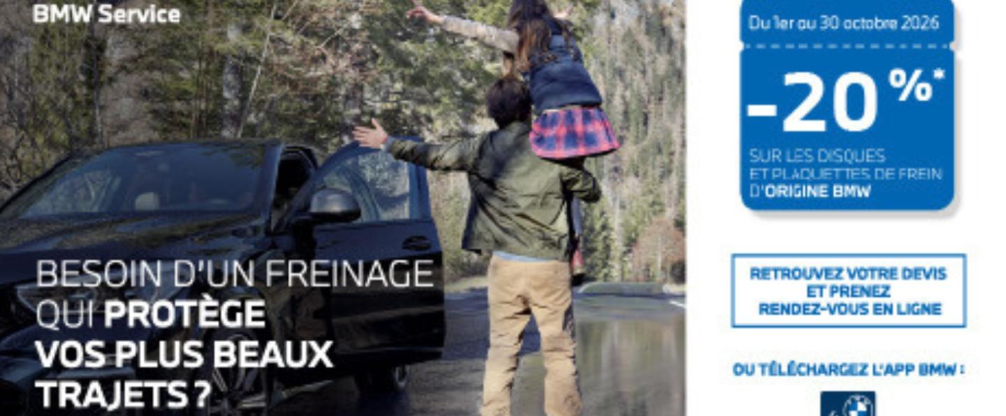 -20 % sur les disques et plaquettes d'Origine BMW à Chartres et Dreux